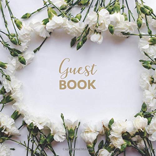 Guest Book with Address and email column: for floral guest book wedding, Showers, Anniversary, Memorial, Funerals, Sign In Signature Register (Square Size)