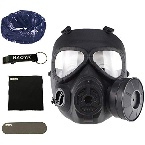 haoYk táctico Dummy anti niebla máscara de gas M04 con Turbo ventilador Airsoft paintbal protección Gear (Negro)