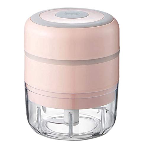 Haudang 3 mini picadora de ajos, verduras, picadora eléctrica de cebolla, cortador de ajos con USB recargable para alimentos de bebé, carne, ajo, fruta, 100 ml, color rosa