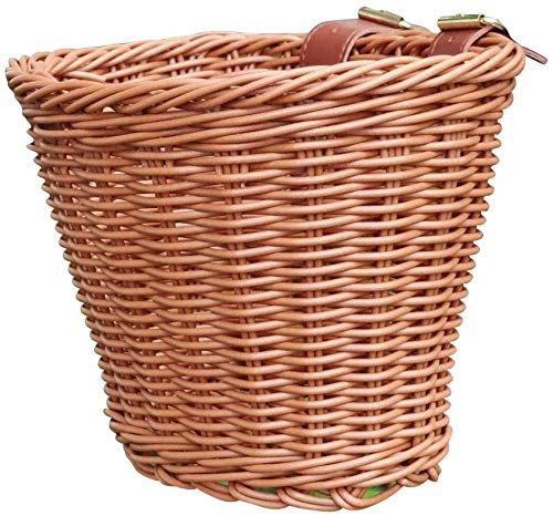 HB.Ye hecho a mano pequeña cesta de bicicleta niña niño niño mimbre Vintage con correa de piel bicicleta 22 x 18 x 14 cm, marrón