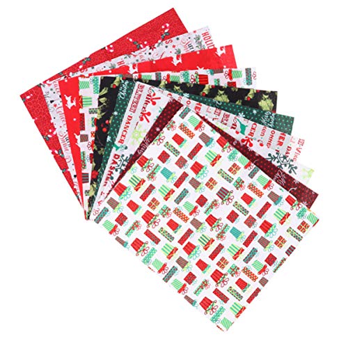 HEALLILY Paquete de 10 piezas de tela de algodón de Navidad por metros, paquete de tela de cuadrados de tela para patchwork, retales de tela para coser, protección bucal, cojines, DIY