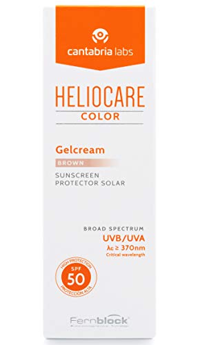 Heliocare Color Gelcream SPF 50 - Fotoprotección Avanzada con Color, Fluido Hidratante en Textura Gel, Acabado Natural, Pieles Normales y Secas, Tono Brown, 50ml