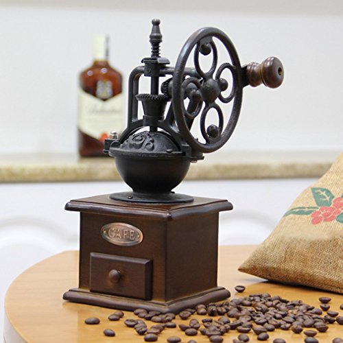 Hemore Molinillo de café manual vintage diseño de la rueda de grano de café molino de la máquina de molienda Accesorios