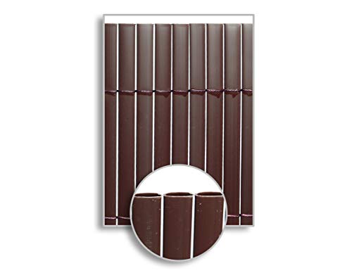 HERSIG - Malla Ocultacion Jardin | Cañizo PVC Marron Oscuro de Doble Cara para Exterior - 100 x 300 cm