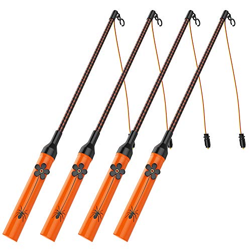 Hianjoo 4 piezas LED Linterna Eléctrica Niños Polo de Linterna para Halloween Linterna Infantil Día de San Martín, Celebraciones de Cumpleaños y Más, 40 cm, Luz Amarilla Cálida, Naranja y Negro