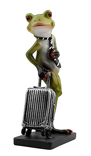 HOMERRY - Figura de rana de viaje con estatua de ranas lindas figuras para decoración de interiores y exteriores, figuras coleccionables para jardín, patio, césped, casa u oficina