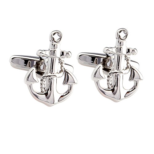 HONEY BEAR ancla Gemelos para hombres camisa, barco barco ,acero inoxidable, para día del padre marinero vela , Navidad boda regalo (Plata) HONEY BEAR ancla Gemelos para hombres camisa, barco barco ,acero inoxidable, para día del padre marinero vela , Navidad boda regalo (Plata)