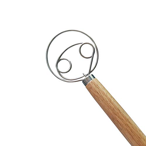 HSIULMY Batidor de Masa danés de Doble Ojo, Mango de Madera de Acero Inoxidable, agitador de Masa Madre para Hornear en la Cocina, pastelería y Masa de Pan (13 Pulgadas) HSIULMY Batidor de Masa danés de Doble Ojo, Mango de Madera de Acero Inoxidable, agitador de Masa Madre para Hornear en la Cocina, pastelería y Masa de Pan (13 Pulgadas)