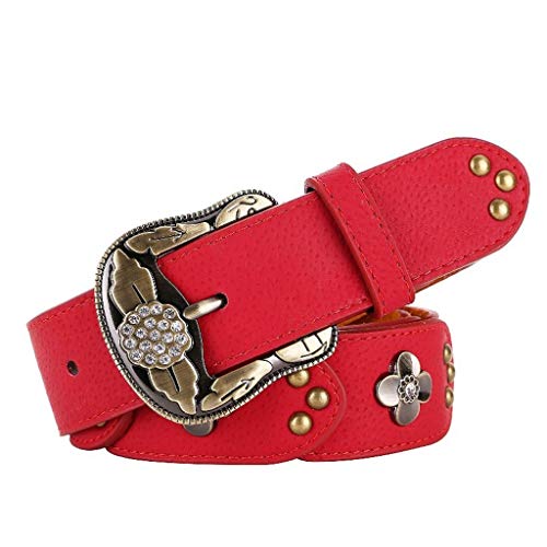 HYDYI-PD Cinturón de señora de Cuero, Taladro, Pin LIU Antiguo, cinturón, cinturón, Bromista, Gules, 105cm