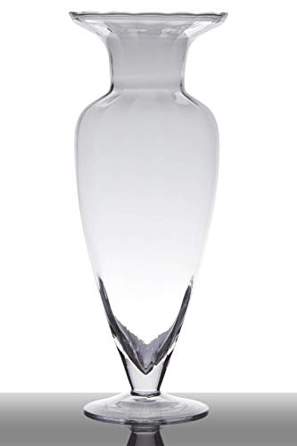 INNA-Glas Jarrón de Suelo de Cristal Kendra con pie, Embudo - Redondo, Transparente, 43cm, Ø 17cm - Florero de Vidrio - Jarrón de pie