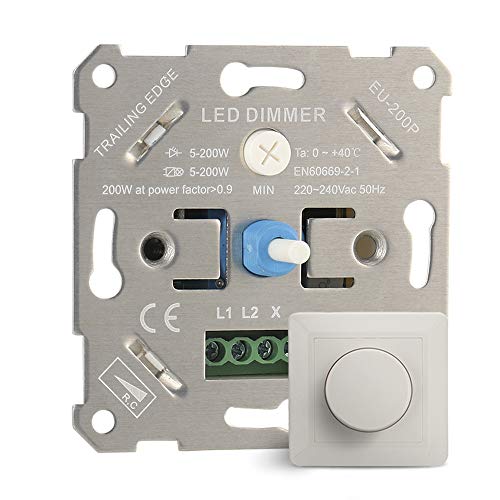 IWILCS LED Interruptor Regulador de Luz, Regulador de Intensidad LED Giratorio Interruptor de Atenuación LED de 5-200 W Empotrable para Regulable LED Incandescente Bombillas IWILCS LED Interruptor Regulador de Luz, Regulador de Intensidad LED Giratorio Interruptor de Atenuación LED de 5-200 W Empotrable para Regulable LED Incandescente Bombillas