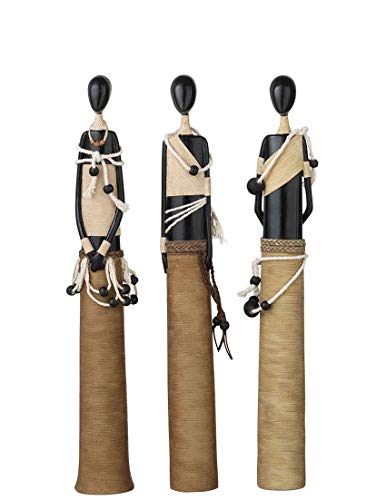 J-line Statues - Juego de 3 figuras africanas decorativas étnicas de poliresina color beige arena 43 x 5 cm J-line Statues - Juego de 3 figuras africanas decorativas étnicas de poliresina color beige arena 43 x 5 cm