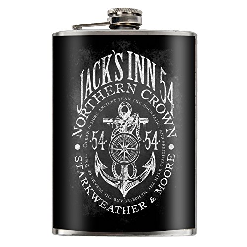 'Jack' s Inn 54 Flask – "Northern Crown Petaca de acero inoxidable, Capacidad cantidad: 240 ml/8 oz de acero inoxidable