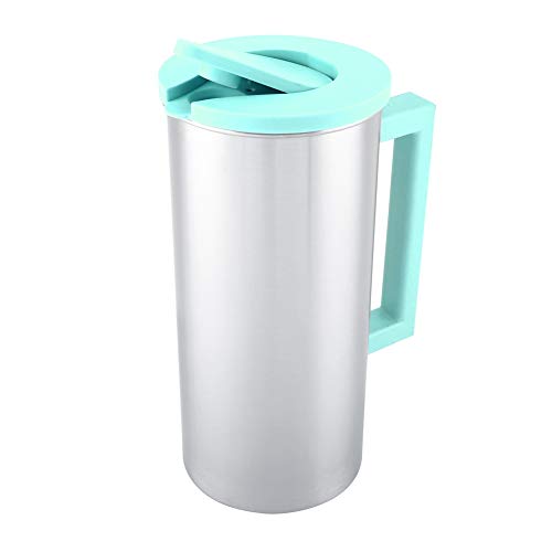 Jarra de agua de 1800 ml con tapa, jarra de bebidas de acero inoxidable para caf¨¦ con jugo de leche(Verde)