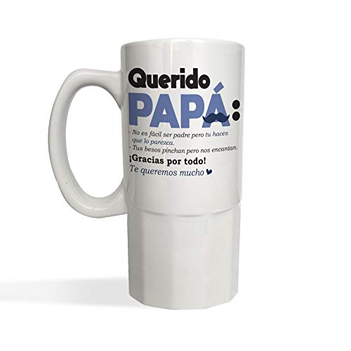 Jarra de Cerveza Querido Papá DIA DEL PADRE - Jarra cerámica o cristal glaseado 650 ml - Frase divertida Regalo Sorpresa DIA DEL PADRE o Cumpleaños (cerámica blanca) Jarra de Cerveza Querido Papá DIA DEL PADRE - Jarra cerámica o cristal glaseado 650 ml - Frase divertida Regalo Sorpresa DIA DEL PADRE o Cumpleaños (cerámica blanca)