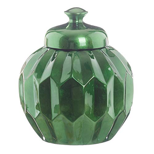 Jarrón Tibor geométrico de cerámica Verde Menta Vintage, de Ø 27x32 cm - LOLAhome