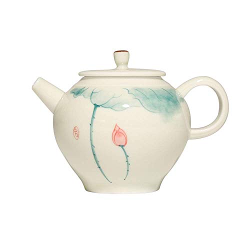 JHSHENGSHI Tetera Underglaze Tetera Lotus Pintada a Mano para té a Granel y bolsitas de té (Color: Beige, Tamaño: 150 ml)