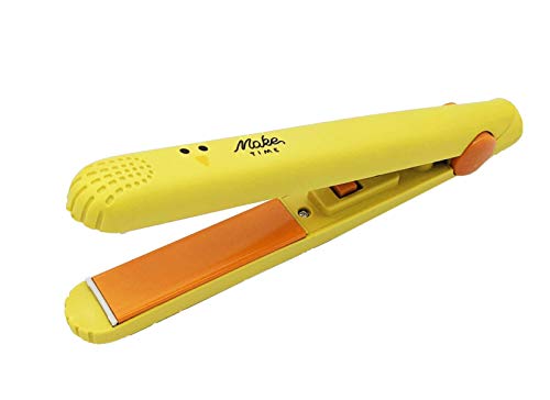 JOVAL - Mini plancha del pelo de viaje. Plancha alisadora cerámica de calentamiento rápido con caja protectora especial para viaje de plástico. Ideal para llevar en el bolso. (Amarillo)