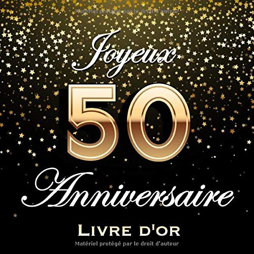 Joyeux 50 Anniversaire: Or brillant imprimé 50e anniversaire fête livre d'or invité message livre anniversaire cadeau d'anniversaire