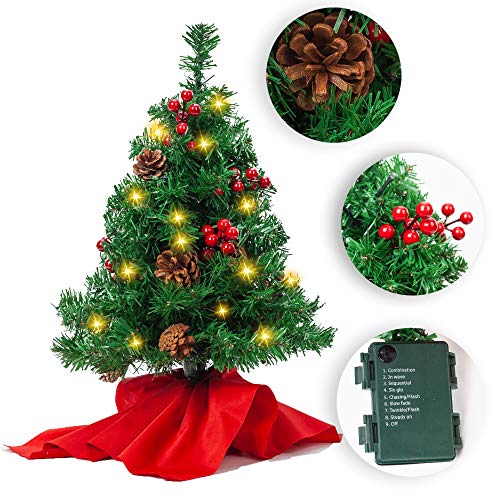 JOYIN Mini árbol de Navidad de 50cm, Mini árbol de Pino de Navidad Artificial con Luces decoración navideña para la Mesa del hogar