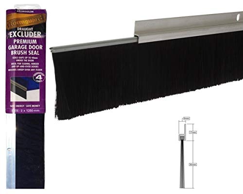Jsmhh Burlete de aluminio y cepillo de 2,5 m para la parte inferior de una puerta de garaje (cepillo de 50 mm) (color: sello de cepillo de 1,25 m x 2)