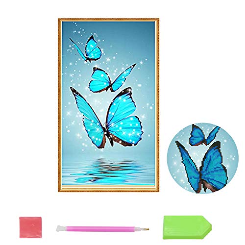 JUN-H 5D DIY Diamante Pintura Bordado Mariposa Patrón De Bricolaje Calcomanía Hecha A Mano Rhinestone Punto De Cruz Artesanías Lienzo Para La Decoración De La Pared Del Hogar (25 * 40 Cm）