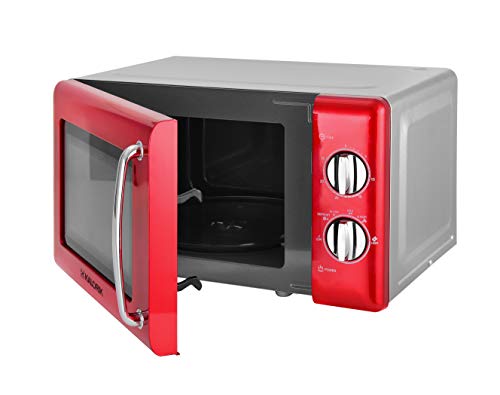 Kalorik TKG MW 2000 RD - Microondas de diseño, 20 L, temporizador de 30 minutos, función de descongelación, puerta de cristal, 700 W, color rojo metálico