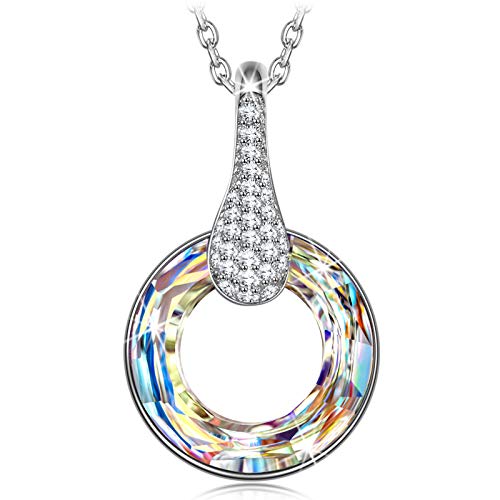 Kate Lynn Aurora Circle Pendientes Cristal de Austria, diseño Original, símbolo de Misterio y Felicidad, Elegante joyero