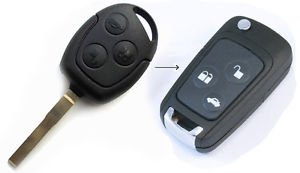 Kit de montaje de FordMS08, recambio de la carcasa de la llave con 3 botones con pieza bruta tipo HU101, sin transpondedor o electrónica.Para Ford.Jurmann Trade GmbH®.
