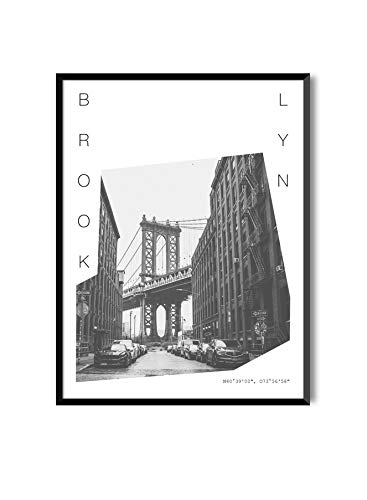 Láminas para Enmarcar para Cuadro de Estilo Fotográfico | Póster de Ciudades y Viajes | Brooklyn | Blanco y Negro … (Sin Marco, 20 x 30 cm)