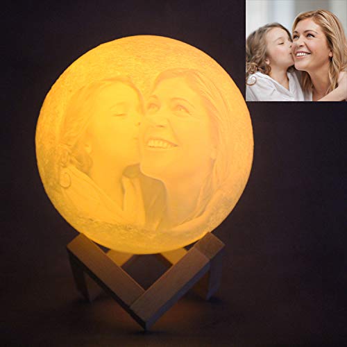Lámpara de luna Luz de luna personalizada Luz de noche LED impresa en 3D con soporte Control táctil remoto para el amante de la familia del bebé Como regalo del día de San Valentín 4.7 "3 colores