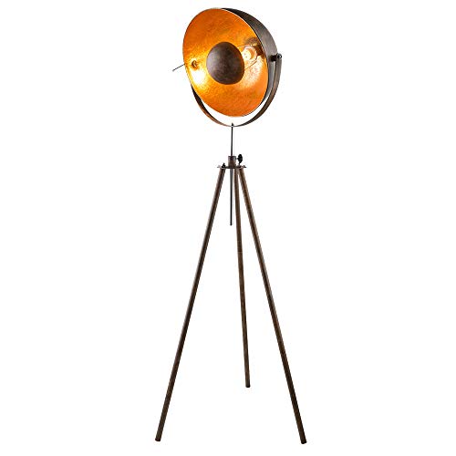 Lámpara de pie 180cms con pantalla orientable en acabado metal rústico y dorado rústico