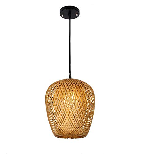 Lámpara de techo de bambú Luz de techo Luces colgantes suspendidas minimalistas retro Clásico Linterna colgante de bambú natural y tejido de ratán para sala de estar dormitorio café