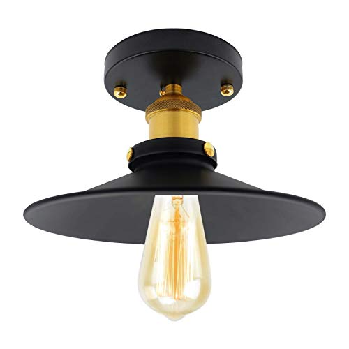 Lámpara de techo Light, estilo retro, industrial, metal negro, bronce, plafón industrial de metal negro, jaula cuadrada, habitación, lámpara colgante jaula cubo, lámpara E27 para café, pasillo, porche