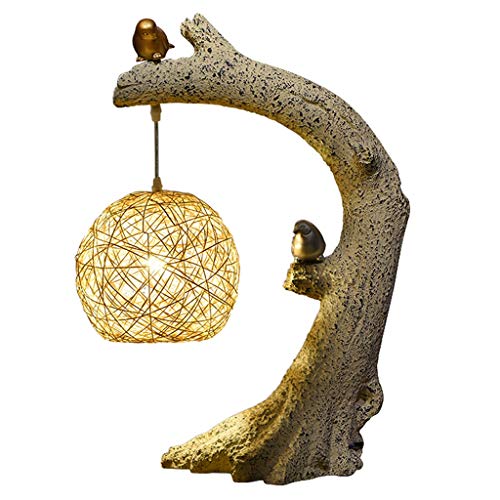 Lámparas de noche Chino dormitorio lámpara de mesa lámpara de mesa de noche retro del ojo de la lámpara del arte del pájaro Zen Zen Lámpara de lectura Estudio Lámpara de mesa de noche (Size : L)