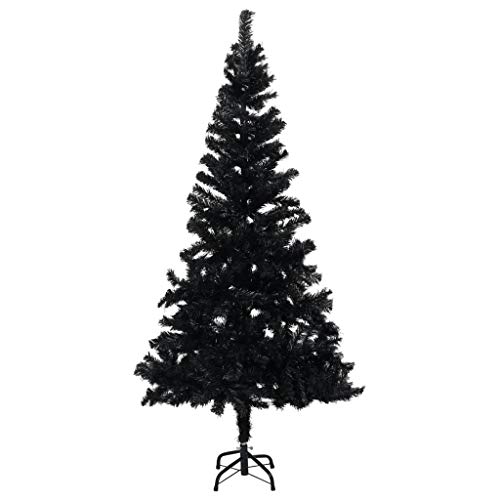 Lasamot Arbol de Navidad Artificial con Soporte Abeto Falso árbol de Navidad Decoraciones de Navidad Configuración rápida PVC Negro 180 cm