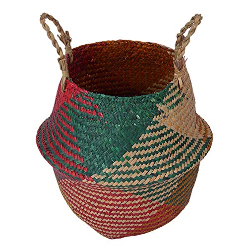 Leezo Cesta de mimbre plegable para colgar macetero de mimbre de pasto marinero para decoración del hogar Leezo Cesta de mimbre plegable para colgar macetero de mimbre de pasto marinero para decoración del hogar
