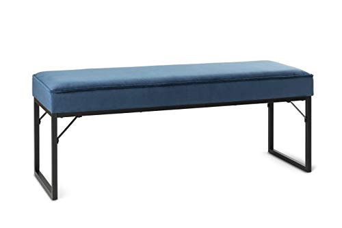 LIFA LIVING Taburete Azul de pie de Cama | Banco de Interior de Acolchado y tapizado | Forrado en Terciopelo | Dimensiones 120 x 40 x 45 cm