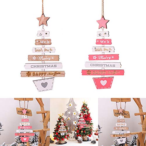 Lifreer Venta de Adornos navideños, 2PCS Colgante de árbol de Madera de Navidad Adornos Colgantes de Feliz Navidad Colgante Colgante de árbol para Decoraciones de Festivales de Navidad