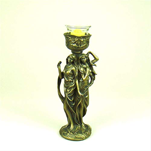 LISAQ Vintage Belle Girl Figura candelabro de Resina Decorativa Estatua de NINFA candelabro Adorno decoración del hogar