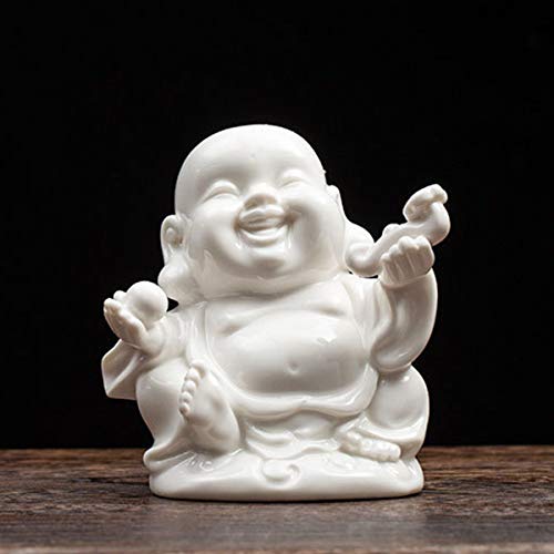 LKXZYX Boda Buda Decorativos Figuras Salon candelabros de Jardin Exterior Esculturas Porcelana Blanca Budismo Chino Signo de Suerte/Felicidad/Riqueza/Paz