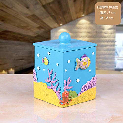 LMHSG Caja de Tejido Europea Creativa Multifunción Océano Modelado de Resina Caja de pañuelo de Resina Bandeja IKEA Caja de Tejido Pequeño Peces Caja de algodón Tissue Box (Color : Ssfhgh73246)