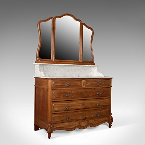 London Fine Antiques Cómoda antigua de tocador, francés, parte superior de mármol, parte trasera de espejo, caoba c1880 London Fine Antiques Cómoda antigua de tocador, francés, parte superior de mármol, parte trasera de espejo, caoba c1880