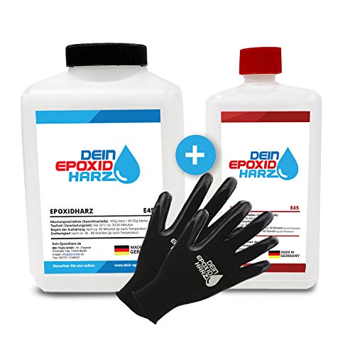 Longfair Chemicals - Resina Epoxi con Endurecedor + Guantes de Protección, Transparente, 2.25 kg, incluyendo instrucciones en español