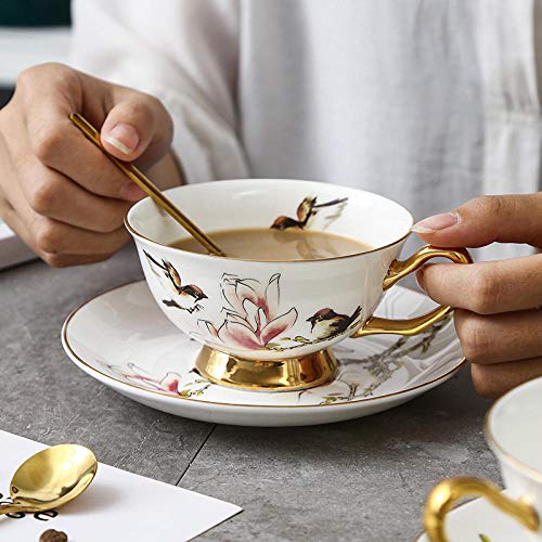LOYWT Juego de Tazas de café de Porcelana China de Estilo Europeo Conjunto Creativo casero de Juego de té de la Tarde Inglesa-R