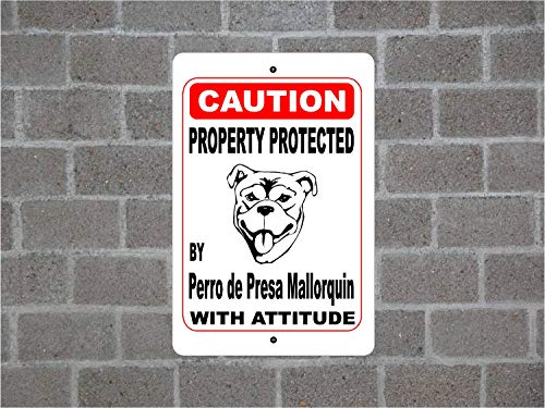 Lplpol Property Protected By Perro De Presa Mallorquin Guard Dog Warning Yard Valla Breed Metal Aluminio Cartel de aluminio 20.3 cm x 30.5 cm, aluminio, 1 color, 25,40 cm x 35,56 cm