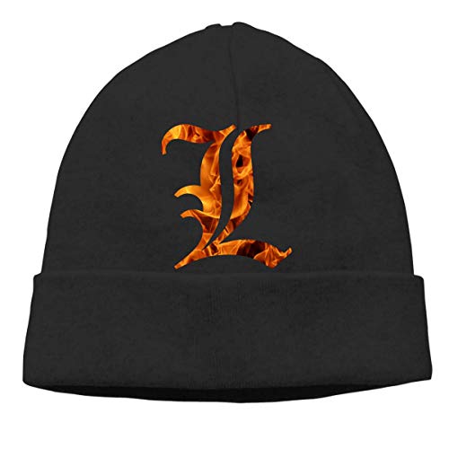 Lsjuee Gorro de lana de punto unisex con letra L en inglés antiguo con personalidad