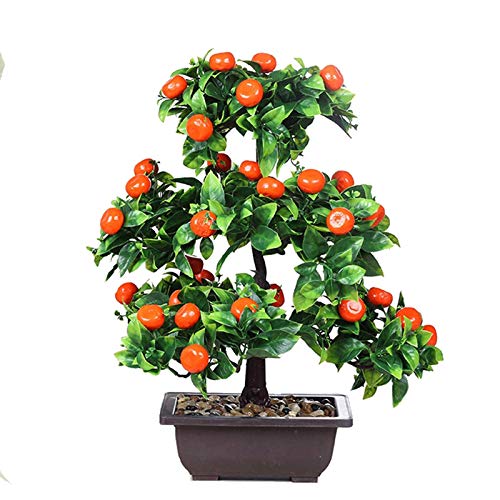 Lsqdwy Plantas Artificiales Árbol de bonsái Artificial Decoración de Plantas Falsas Árbol de bonsái de Frutas Entrada de la Sala de Estar Planta Verde en Maceta de imitación (Manzana/Naranja/me