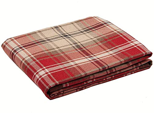 Manta Cubre sofá de Tela Escocesa, Aspecto de Lana, Color Rojo, 130 x 200 cm De la Gama Angus de McAlister