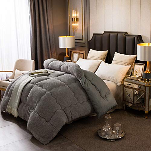 Manta de cachemira gruesa de cordero para invierno, manta de cordero de cachemira, mantas pesadas para cama doble de invierno, manta de forro polar para el hogar, dormitorio,gris, 150cmx200cm